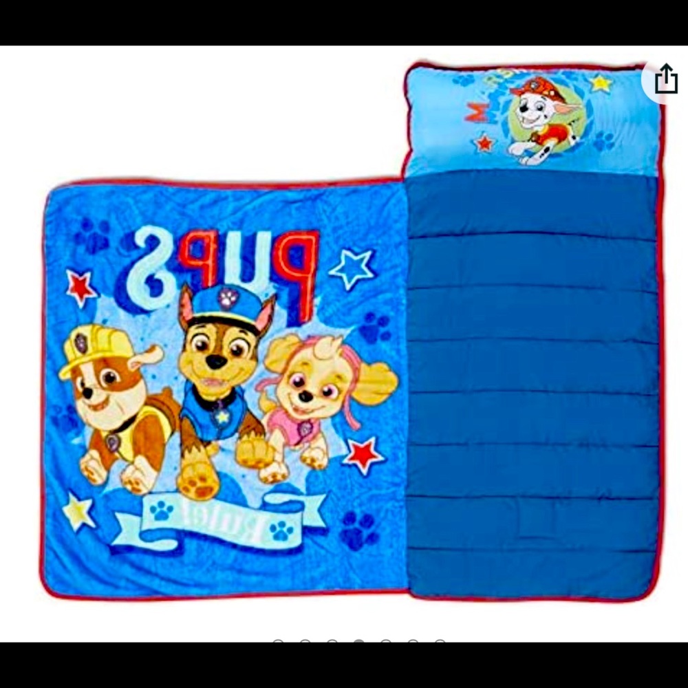 POW patrol toddler rolled nap mat with pillow and blanket